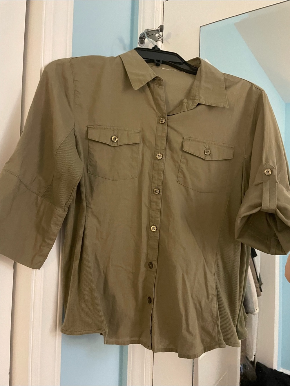 Olive Green Button Up Top